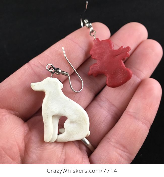Dalmatian Dog and Fire Hydrant Polymer Clay Earrings - #bBCQJAXBdDk-3