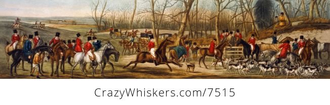 Digital Image of a Group of Men on Horseback and Dogs Ready for a Fox Hunt - #gXn4lyVFLXA-1
