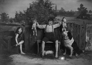 Digital Photo of Children with a Dog and Puppies #GiJaZk9eCR8