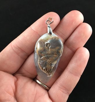 Dog Carved Mexican Agate Stone Pendant Jewelry #6oSeHqGRkBs