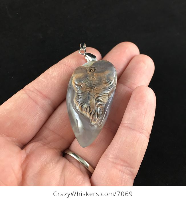 Dog Carved Mexican Agate Stone Pendant Jewelry - #6oSeHqGRkBs-2