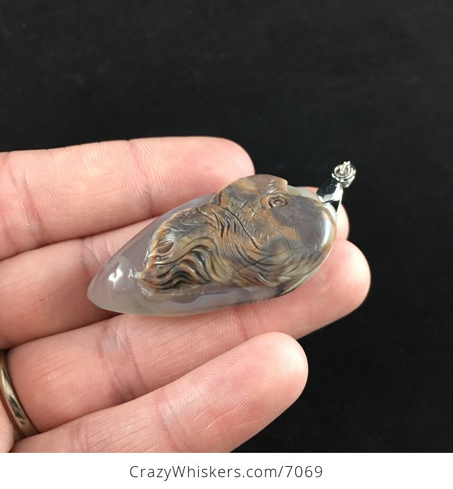 Dog Carved Mexican Agate Stone Pendant Jewelry - #6oSeHqGRkBs-3