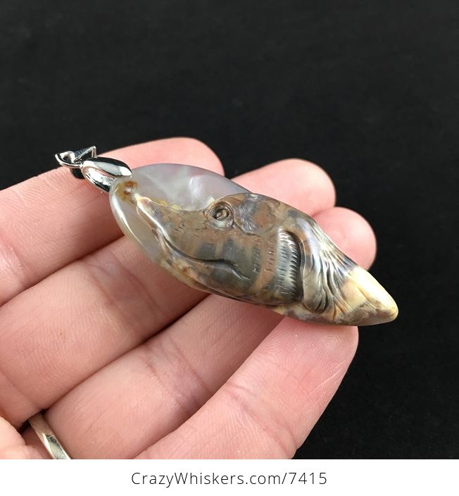 Dog Carved Mexican Agate Stone Pendant Jewelry - #ftgL4GNRfZk-4