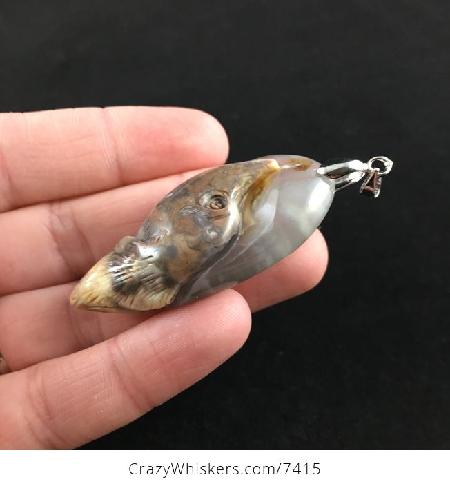 Dog Carved Mexican Agate Stone Pendant Jewelry - #ftgL4GNRfZk-3