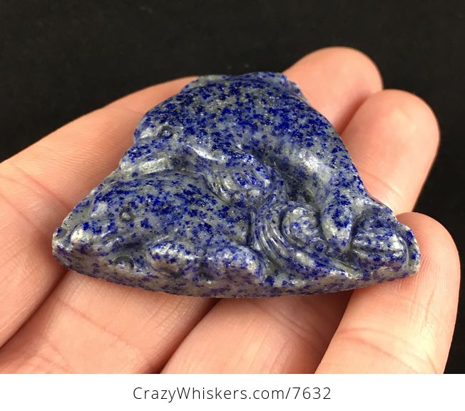 Dolphin Pair Carved Blue Lapis Lazuli Stone Pendant Jewelry - #7eQA97cQl3U-2
