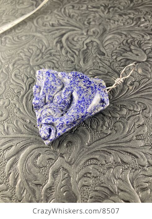 Dolphin Pair Carved Blue Lapis Lazuli Stone Pendant Jewelry - #gtvbJep2rmo-5