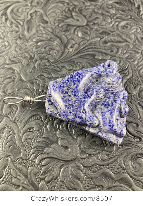 Dolphin Pair Carved Blue Lapis Lazuli Stone Pendant Jewelry - #gtvbJep2rmo-6