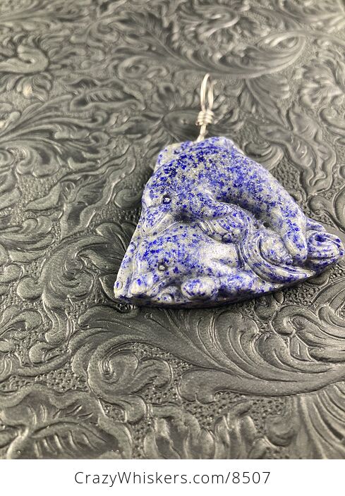 Dolphin Pair Carved Blue Lapis Lazuli Stone Pendant Jewelry - #gtvbJep2rmo-7