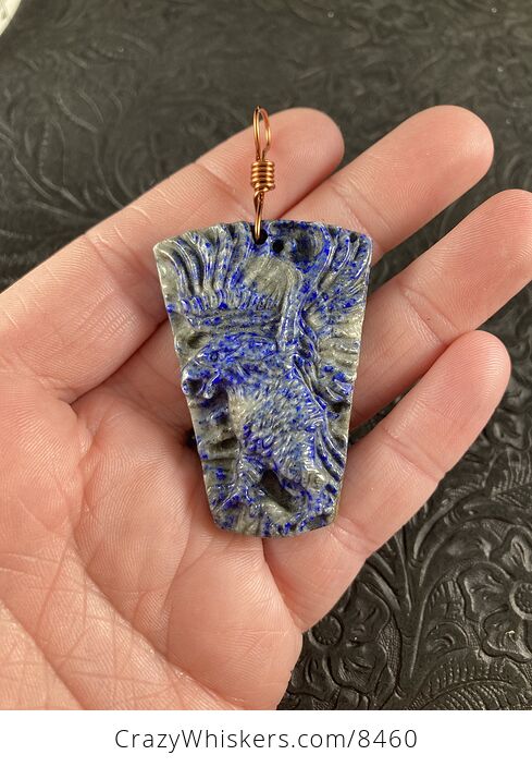 Eagle Carved Blue Lapis Lazuli Stone Pendant Jewelry - #yM5FjZE65U4-1