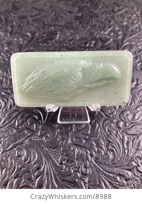 Eagle Carved Green Aventurine Mini Art Stone Pendant Jewelry - #qoA2xC2HCVk-1