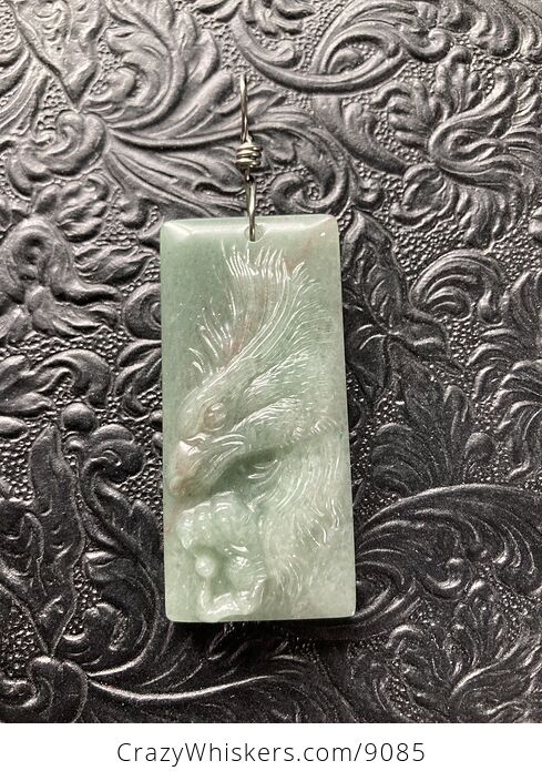 Eagle Carved in Green Aventurine Stone Pendant Jewelry Mini Art Ornament - #zNI3PNY7JWM-4
