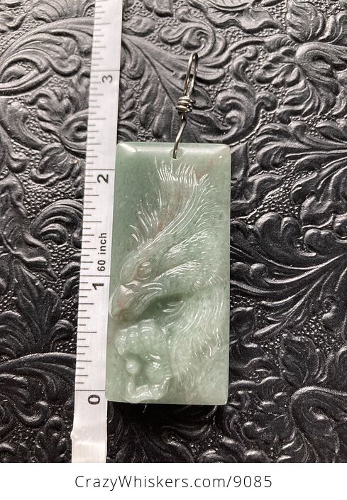 Eagle Carved in Green Aventurine Stone Pendant Jewelry Mini Art Ornament - #zNI3PNY7JWM-5