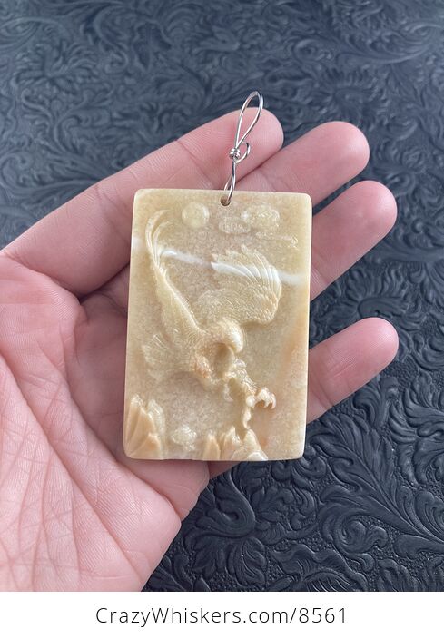 Eagle Carved in Jasper Stone Pendant Jewelry - #3Y8PAGuesoc-1