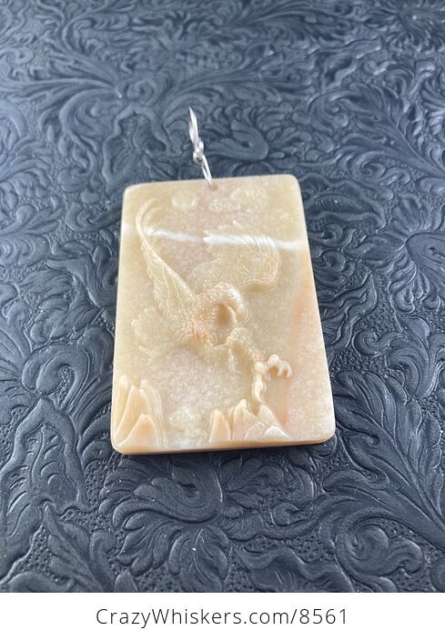 Eagle Carved in Jasper Stone Pendant Jewelry - #3Y8PAGuesoc-3