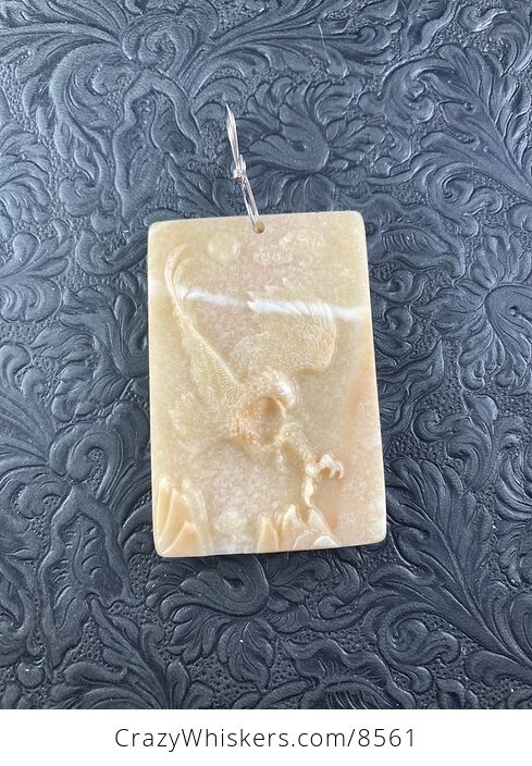 Eagle Carved in Jasper Stone Pendant Jewelry - #3Y8PAGuesoc-2
