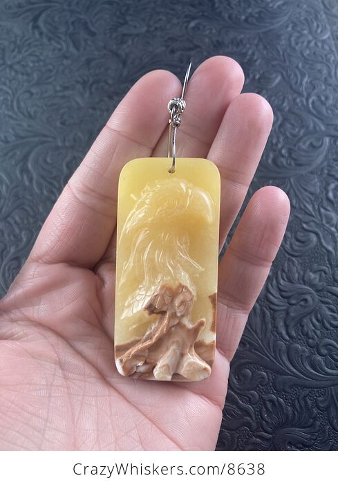 Eagle Carved in Jasper Stone Pendant Jewelry - #SNggN7KuLgc-1