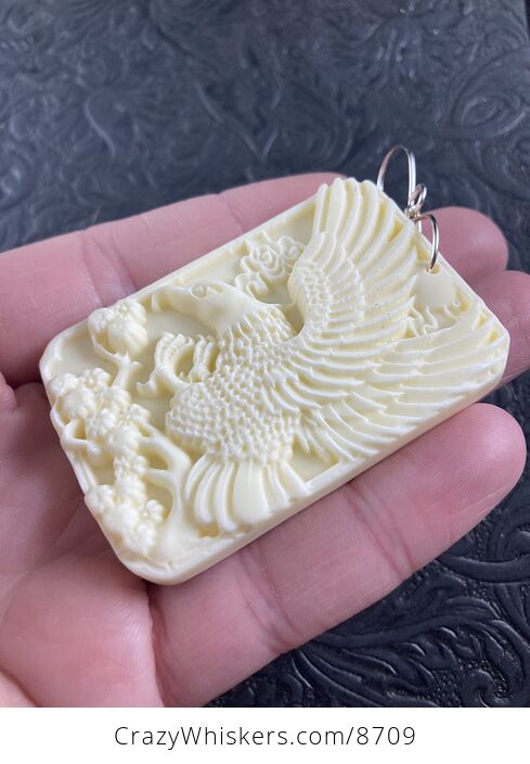 Eagle Carved in Milk Ivory Tagua Nut Pendant Jewelry - #DG9uo8ZPMrU-3