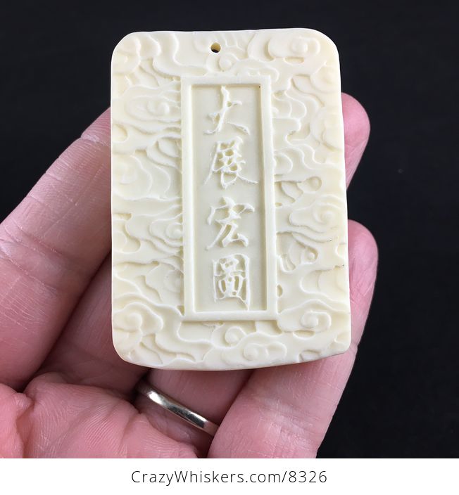 Eagle Carved in Milk Ivory Tridacna Stone Pendant Jewelry - #CrZbd1MS4kY-2
