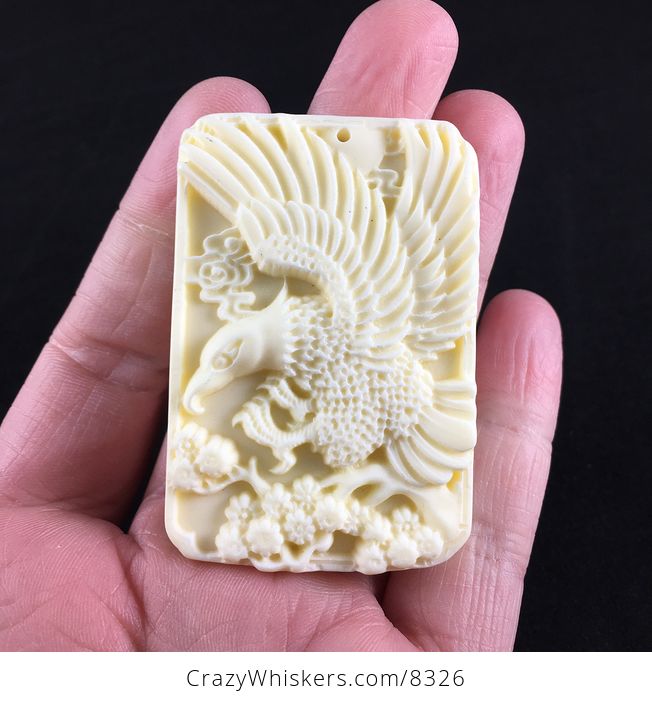 Eagle Carved in Milk Ivory Tridacna Stone Pendant Jewelry - #CrZbd1MS4kY-1