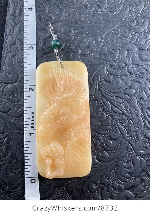 Eagle Carved in Orange Jasper Stone Pendant Jewelry Mini Art Ornament - #mnhFdsLgKF8-2