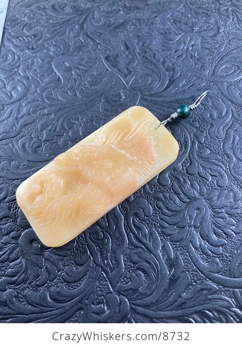 Eagle Carved in Orange Jasper Stone Pendant Jewelry Mini Art Ornament - #mnhFdsLgKF8-5