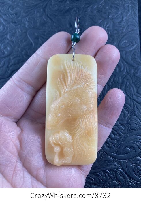Eagle Carved in Orange Jasper Stone Pendant Jewelry Mini Art Ornament - #mnhFdsLgKF8-1