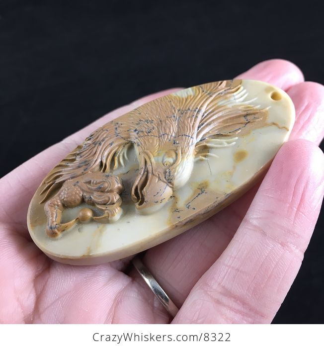 Eagle Carved in Ribbon Jasper Stone Pendant Jewelry - #O7qbeg0r0vQ-4