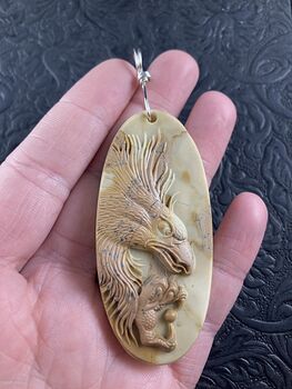 Eagle Carved in Ribbon Jasper Stone Pendant Jewelry Mini Art Ornament #cQCJkTqORN4