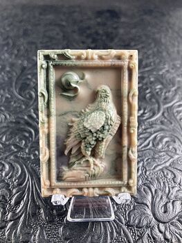 Eagle Carved Jasper Stone Pendant Cabochon Jewelry Mini Art Ornament #XcT070gaq00