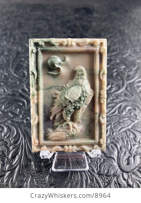 Eagle Carved Jasper Stone Pendant Cabochon Jewelry Mini Art Ornament - #XcT070gaq00-1