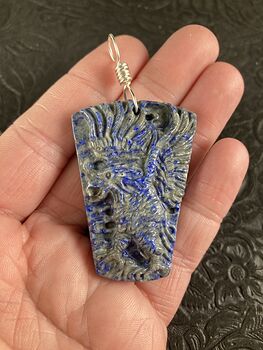 Eagle Carved Lapis Lazuli Stone Blue Pendant Jewelry #3Ym9grEaRuQ