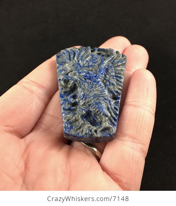 Eagle Carved Lapis Lazuli Stone Pendant Jewelry - #KqD7ldbcmvo-3