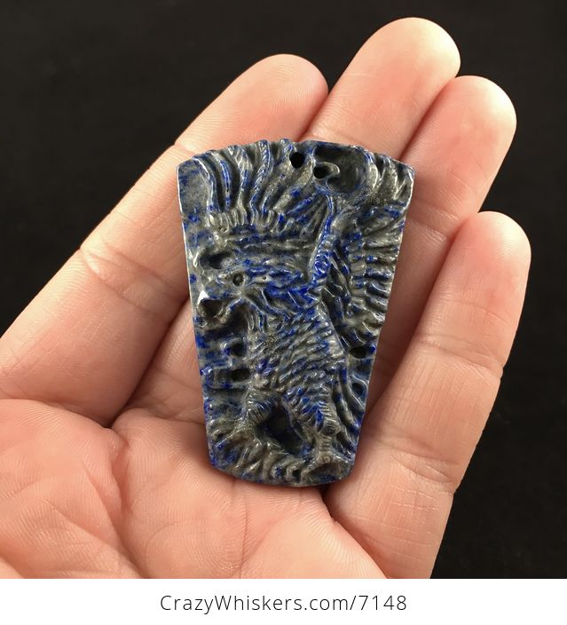 Eagle Carved Lapis Lazuli Stone Pendant Jewelry - #KqD7ldbcmvo-2