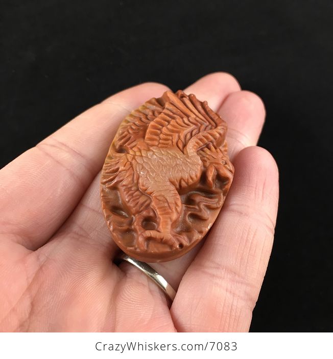 Eagle Carved Red Jasper Stone Pendant Jewelry - #FrS7Gk4htzU-2