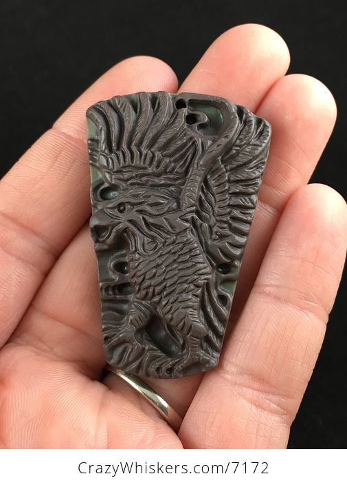 Eagle Carved Ribbon Jasper Stone Pendant Jewelry - #SYXu8DrQFIU-1