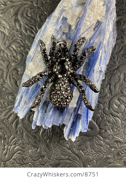 Elegant Black Rhinestone and Metal Tarantula Spider Pendant Halloween Jewelry Necklace - #jpAjwWNNTUs-1