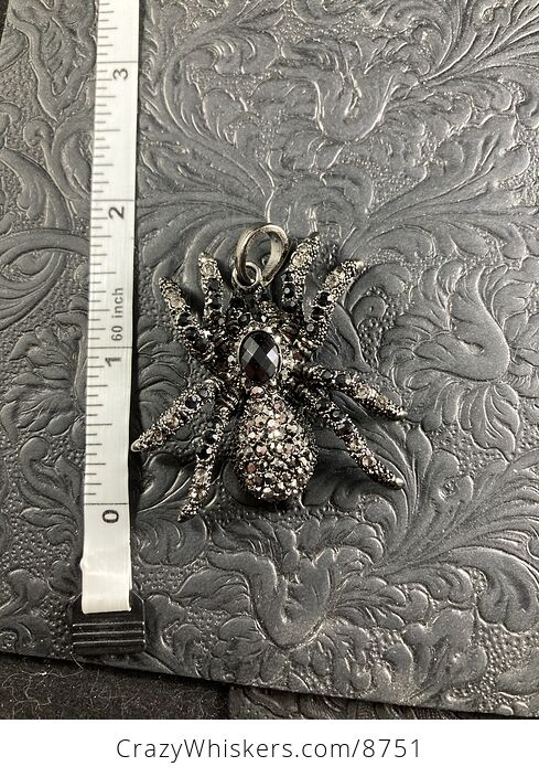 Elegant Black Rhinestone and Metal Tarantula Spider Pendant Halloween Jewelry Necklace - #jpAjwWNNTUs-7