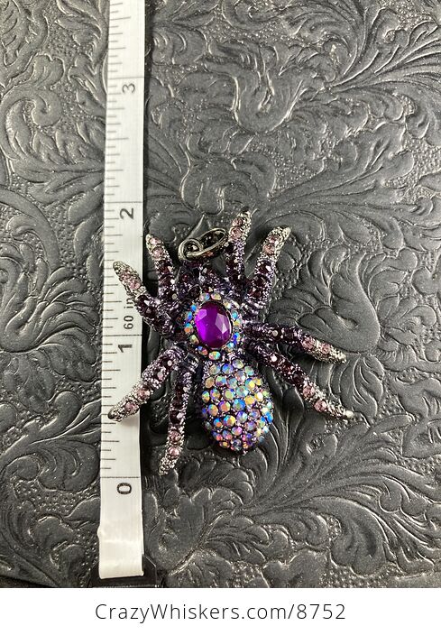 Elegant Colorful Rhinestone and Metal Tarantula Spider Pendant Halloween Jewelry Necklace - #NI4DOU8pRxc-7