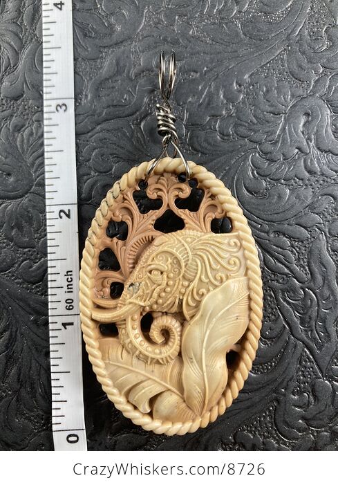 Elephant Carved in Jasper Stone Jewelry Crystal Ornament Pendant - #cJesKN2RLVU-5