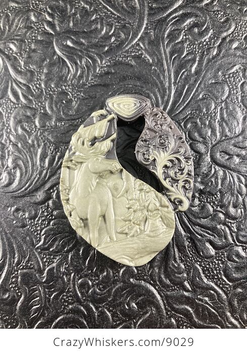Elk Carved Jasper Stone Pendant Cabochon Jewelry Mini Art Ornament - #zRW6QlfWWcc-6