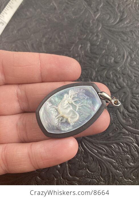 Elk Mother of Pearl Carved and Jasper Stone Jewelry Pendant - #OXdlCwZSwUc-2
