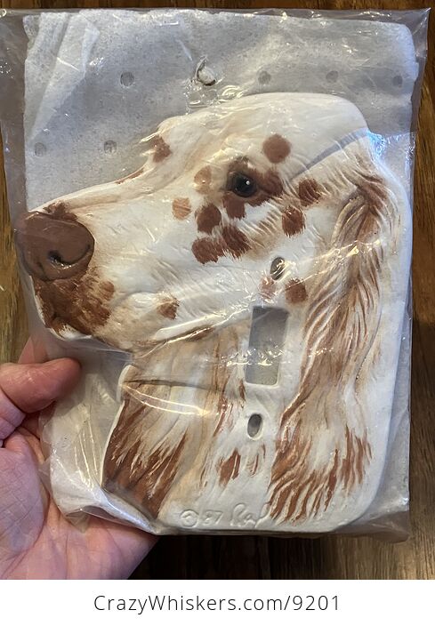 English Setter Dog Ceramic Light Plate Switch Cover by Ruths Animal Productions New in Package Still - #IlV25mR6Dlw-5