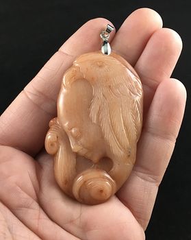 Face and Eagle Carved Orange Chalcedony Stone Pendant Jewelry #xcX3QunWic0