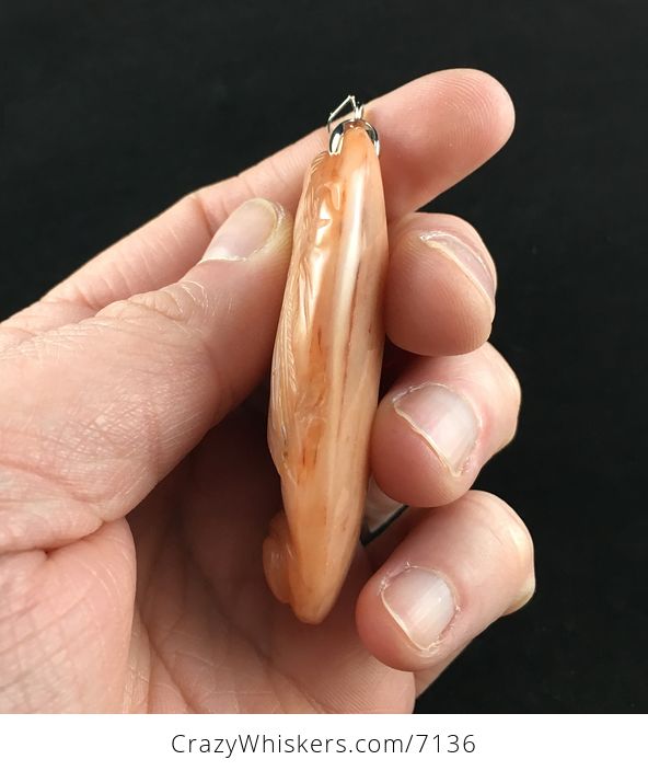 Face and Eagle Carved Orange Chalcedony Stone Pendant Jewelry - #xcX3QunWic0-6