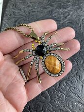 Faceted Stone and Rhinestone Tarantula Spider Pendant #o090J3vmQ1c