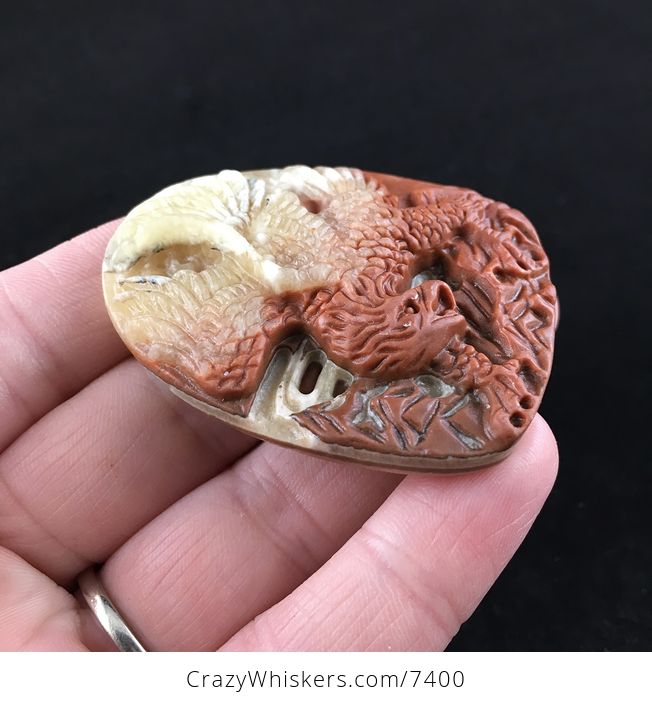 Fierce Eagle Carved Red Jasper Stone Pendant Jewelry - #ggHHxpdY6wk-4
