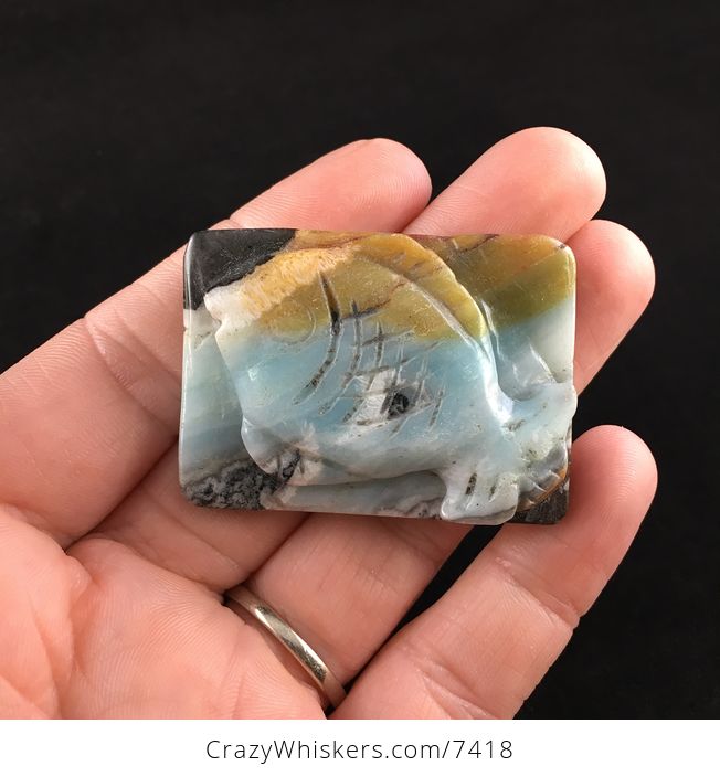 Fish Carved Amazonite Jasper Stone Cabochon Mini Art Pendant Jewelry - #ypnYjNdBsRQ-1