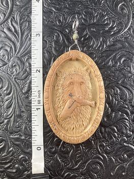 Fishing Bear Carved Ribbon Jasper Stone Pendant Jewelry Ornament Mini Art #8Oae8DmSnWs