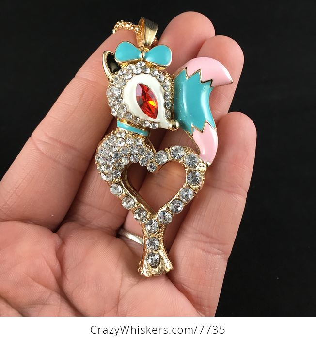 Flirty Fox Heart Pendant Necklace Jewelry - #Wrj14VotD5Q-3