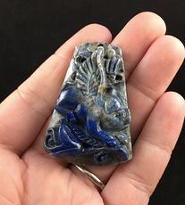 Flying Pig Carved Lapis Lazuli Stone Pendant Jewelry #BnSnqyZI79s